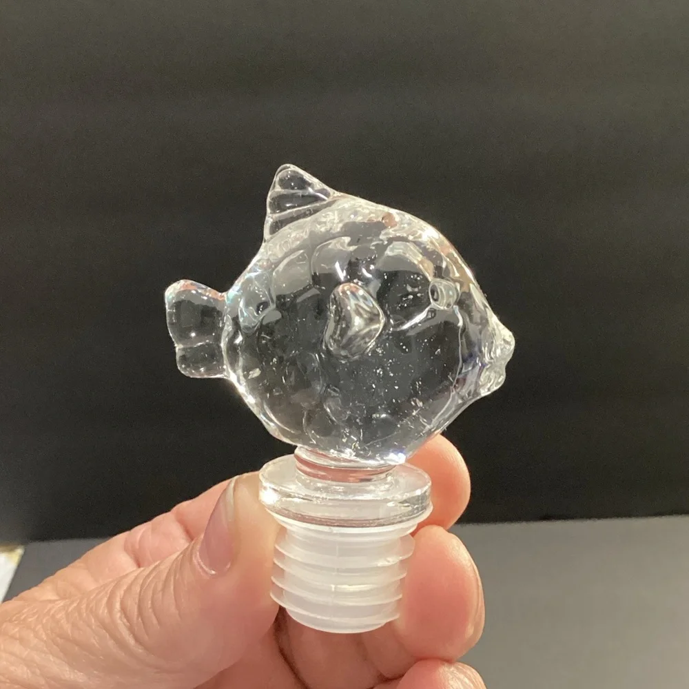 Clear Glass Fish Bottle Stopper - Decorative Aquarium Theme